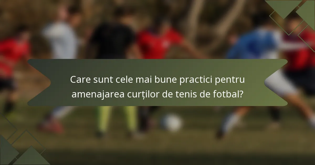Care sunt cele mai bune practici pentru amenajarea curților de tenis de fotbal?