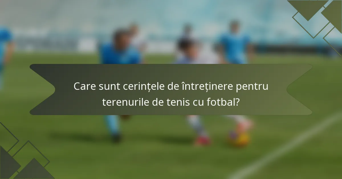 Care sunt cerințele de întreținere pentru terenurile de tenis cu fotbal?