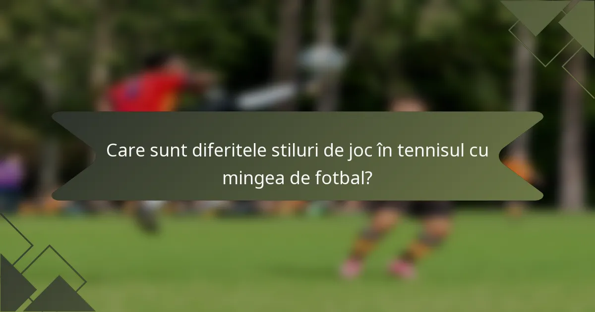Care sunt diferitele stiluri de joc în tennisul cu mingea de fotbal?