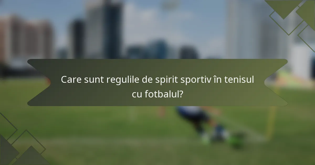Care sunt regulile de spirit sportiv în tenisul cu fotbalul?