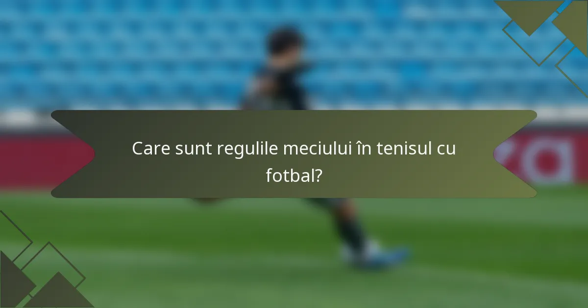 Care sunt regulile meciului în tenisul cu fotbal?