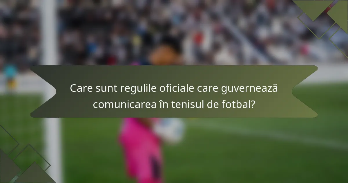 Care sunt regulile oficiale care guvernează comunicarea în tenisul de fotbal?