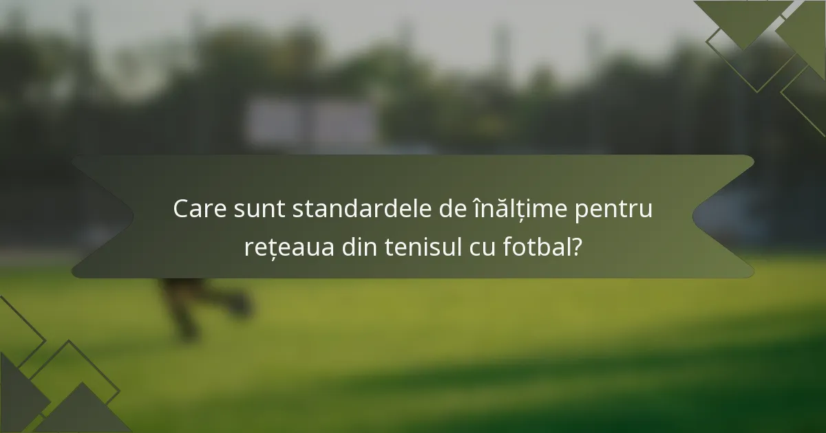 Care sunt standardele de înălțime pentru rețeaua din tenisul cu fotbal?