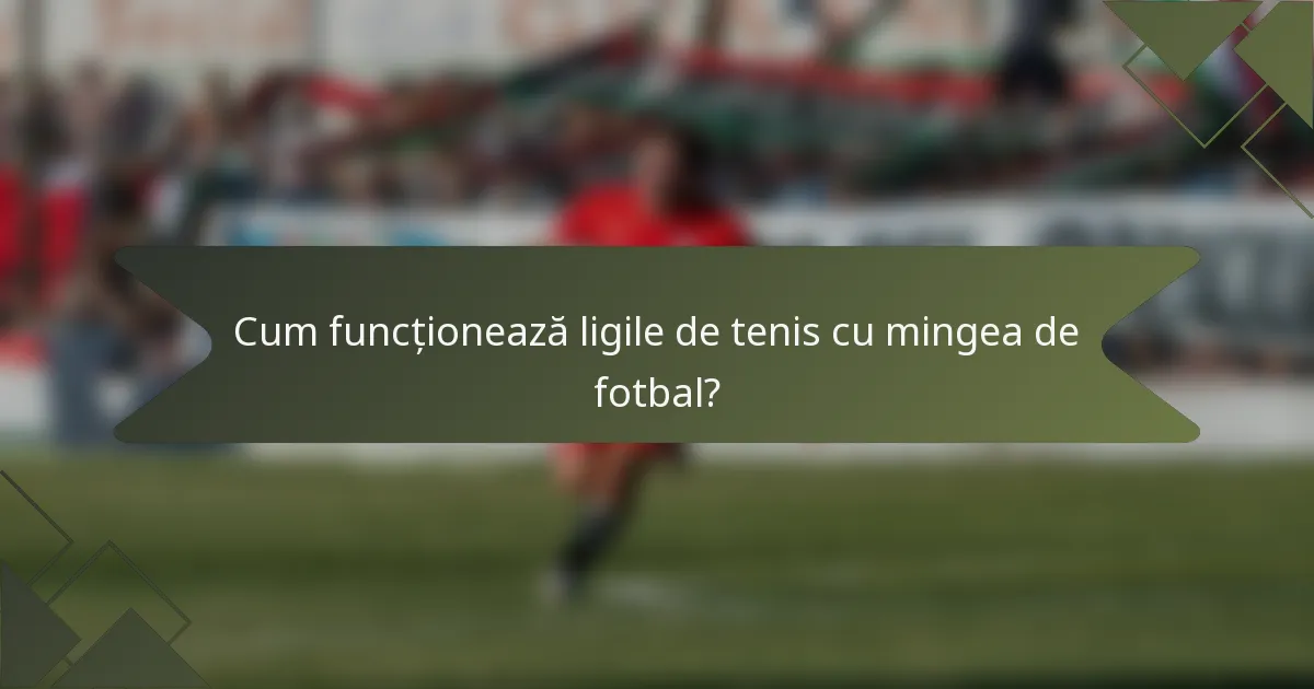 Cum funcționează ligile de tenis cu mingea de fotbal?