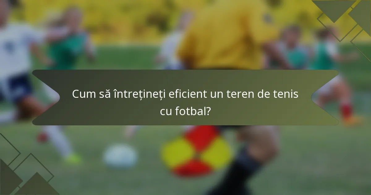 Cum să întrețineți eficient un teren de tenis cu fotbal?