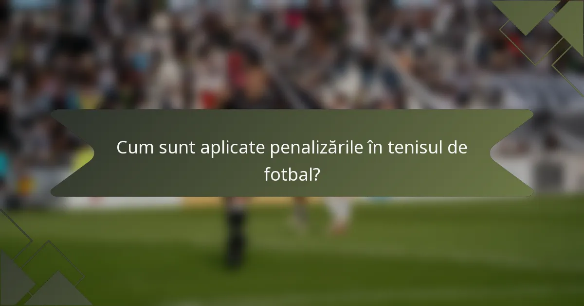 Cum sunt aplicate penalizările în tenisul de fotbal?