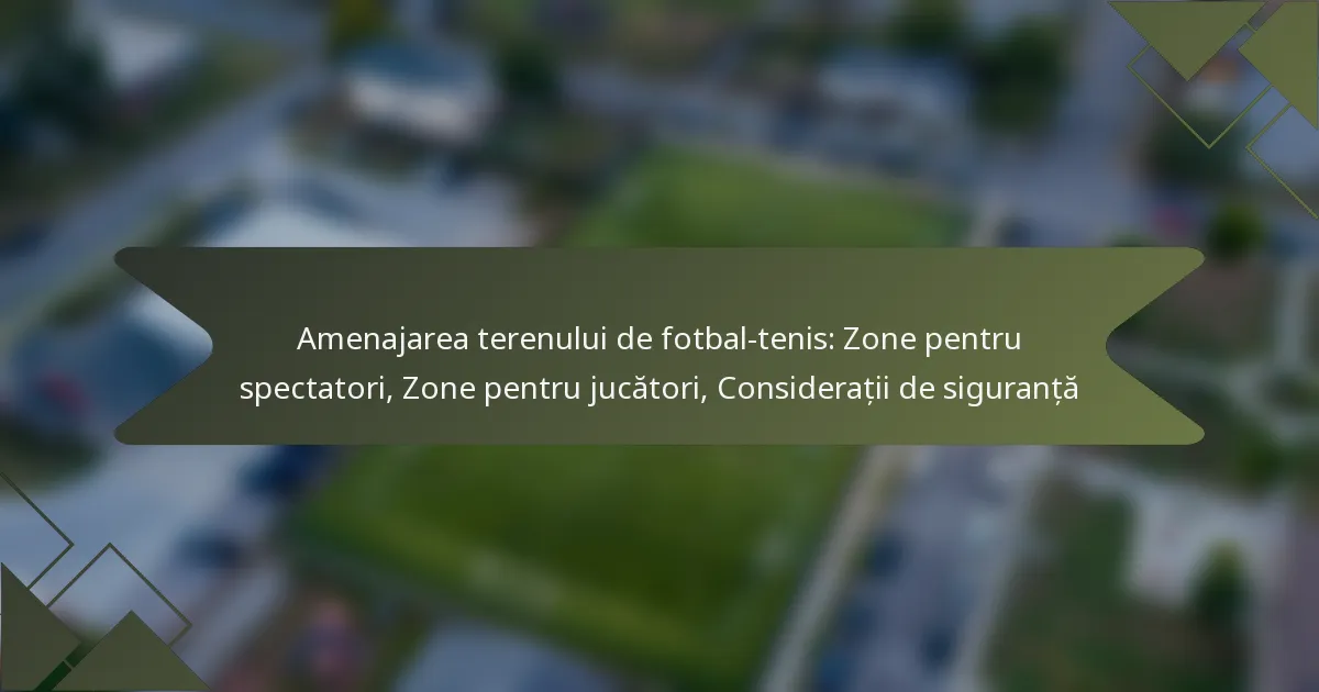 Amenajarea terenului de fotbal-tenis: Zone pentru spectatori, Zone pentru jucători, Considerații de siguranță