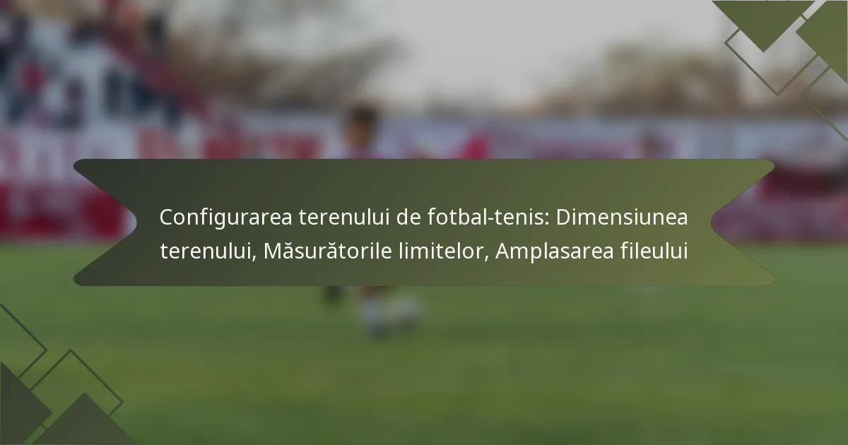 Configurarea terenului de fotbal-tenis: Dimensiunea terenului, Măsurătorile limitelor, Amplasarea fileului