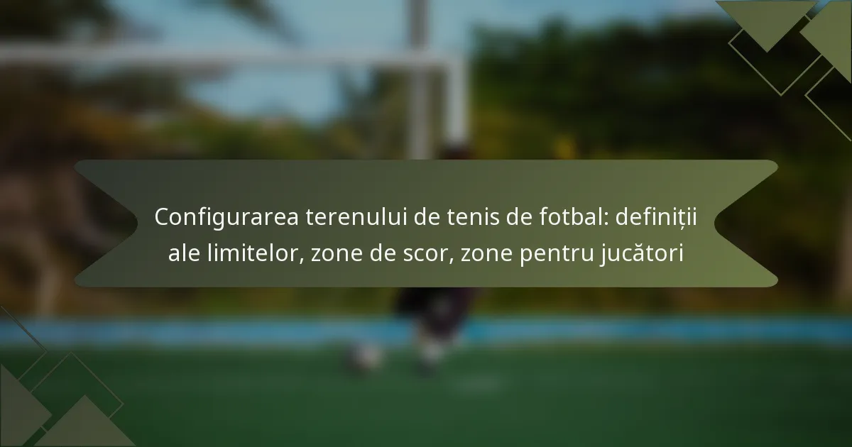 Configurarea terenului de tenis de fotbal: definiții ale limitelor, zone de scor, zone pentru jucători