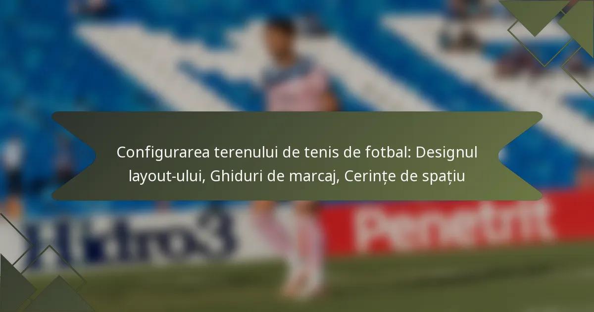 Configurarea terenului de tenis de fotbal: Designul layout-ului, Ghiduri de marcaj, Cerințe de spațiu