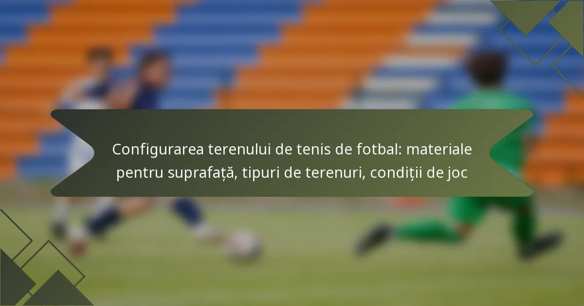 Configurarea terenului de tenis de fotbal: materiale pentru suprafață, tipuri de terenuri, condiții de joc