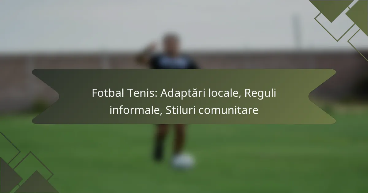 Fotbal Tenis: Adaptări locale, Reguli informale, Stiluri comunitare