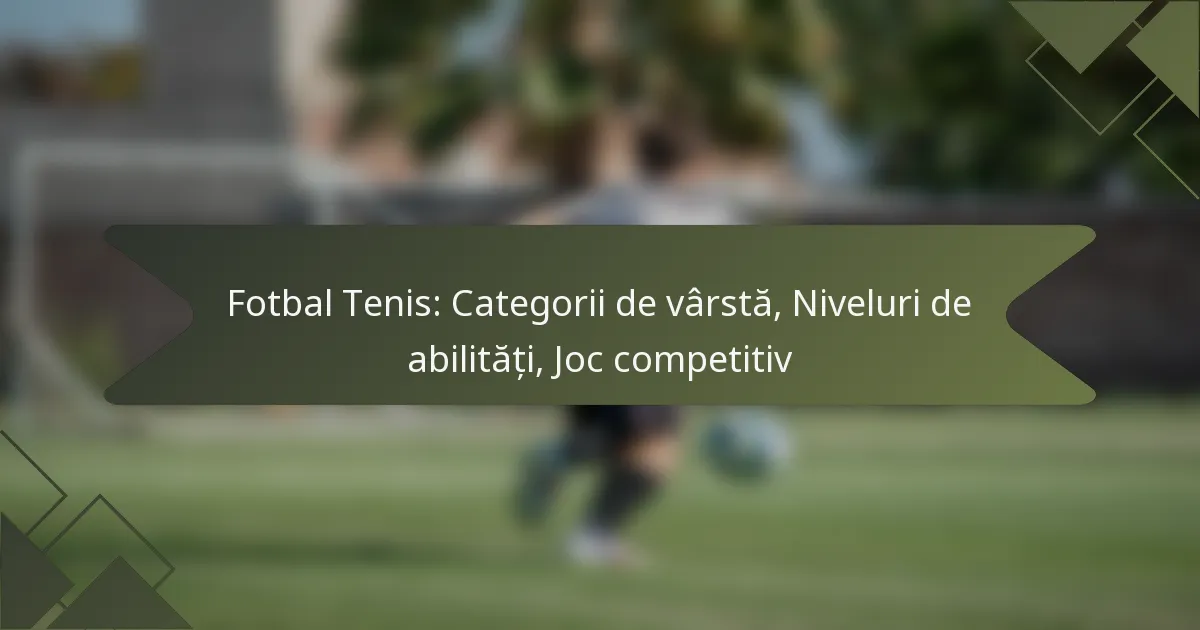 Fotbal Tenis: Categorii de vârstă, Niveluri de abilități, Joc competitiv