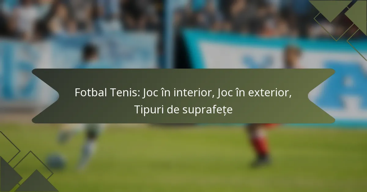 Fotbal Tenis: Joc în interior, Joc în exterior, Tipuri de suprafețe