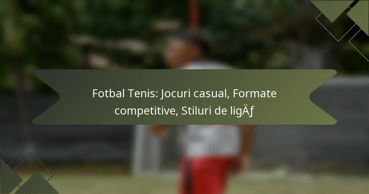 Fotbal Tenis: Jocuri casual, Formate competitive, Stiluri de ligă