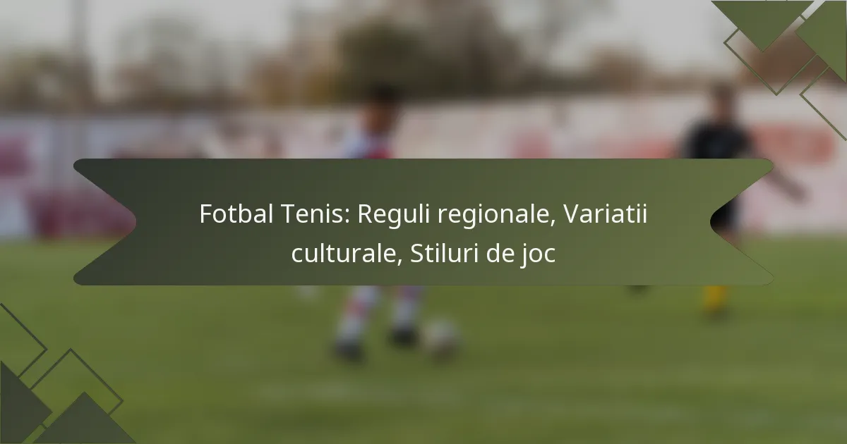 Fotbal Tenis: Reguli regionale, Variatii culturale, Stiluri de joc