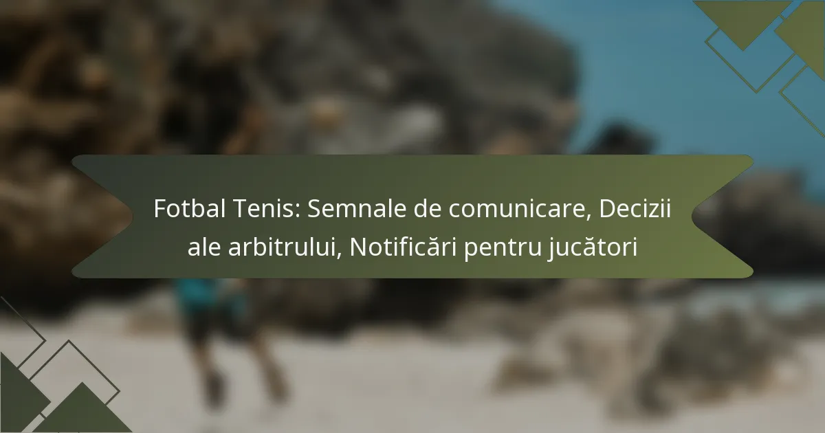 Fotbal Tenis: Semnale de comunicare, Decizii ale arbitrului, Notificări pentru jucători