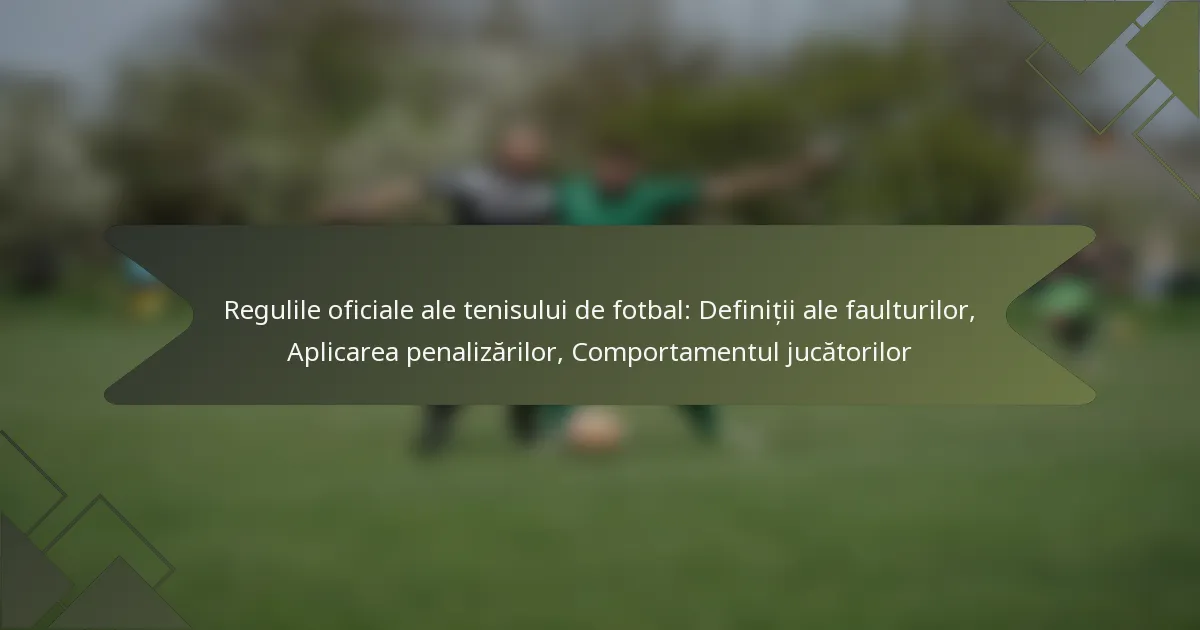 Regulile oficiale ale tenisului de fotbal: Definiții ale faulturilor, Aplicarea penalizărilor, Comportamentul jucătorilor