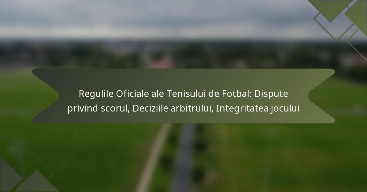 Regulile Oficiale ale Tenisului de Fotbal: Dispute privind scorul, Deciziile arbitrului, Integritatea jocului