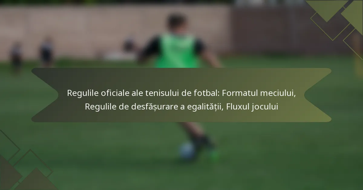 Regulile oficiale ale tenisului de fotbal: Formatul meciului, Regulile de desfășurare a egalității, Fluxul jocului