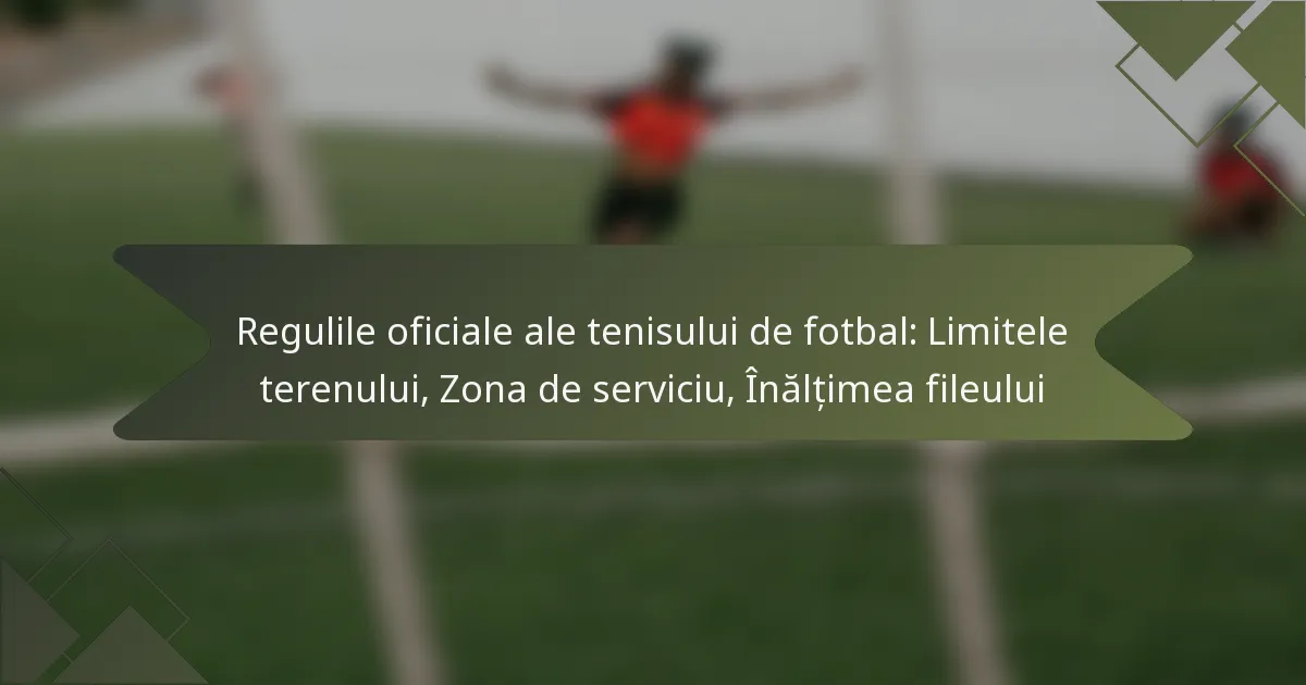 Regulile oficiale ale tenisului de fotbal: Limitele terenului, Zona de serviciu, Înălțimea fileului