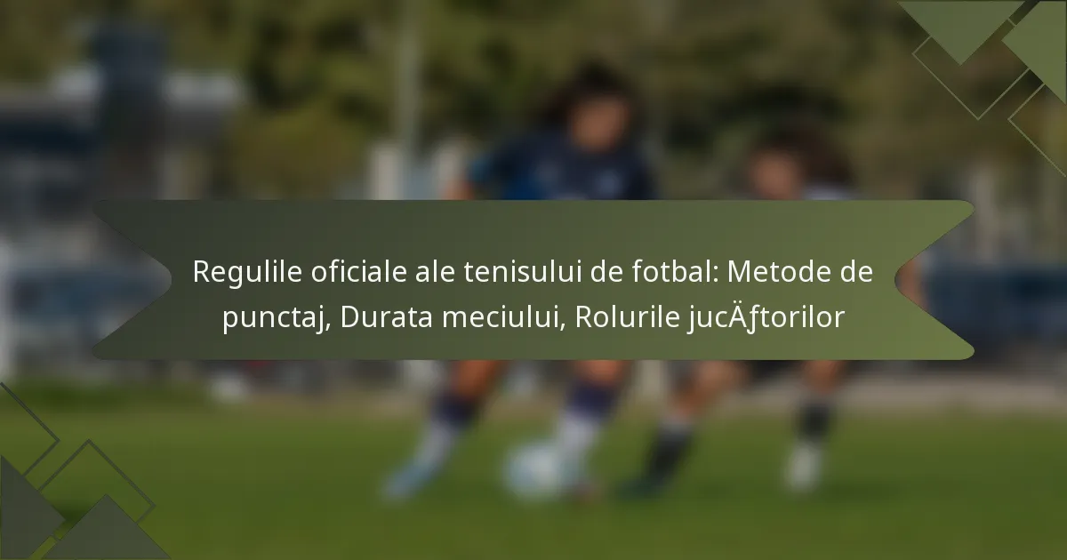 Regulile oficiale ale tenisului de fotbal: Metode de punctaj, Durata meciului, Rolurile jucătorilor