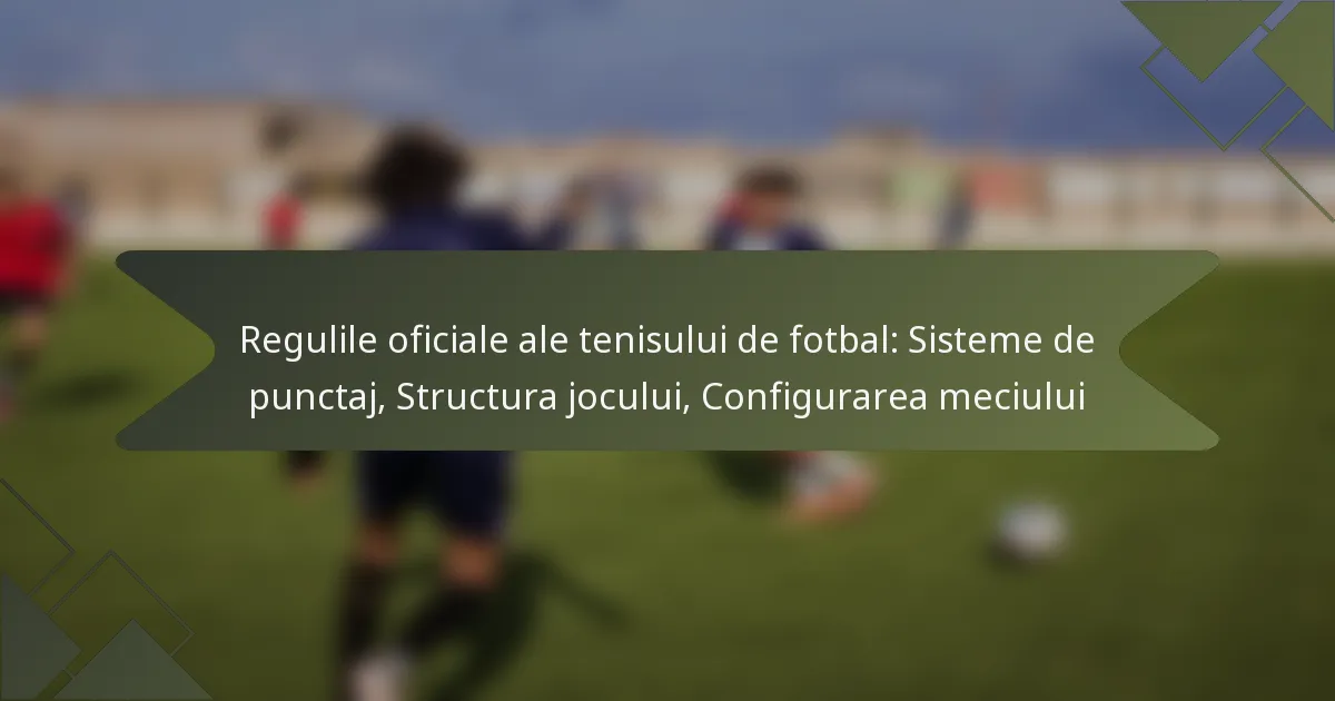 Regulile oficiale ale tenisului de fotbal: Sisteme de punctaj, Structura jocului, Configurarea meciului
