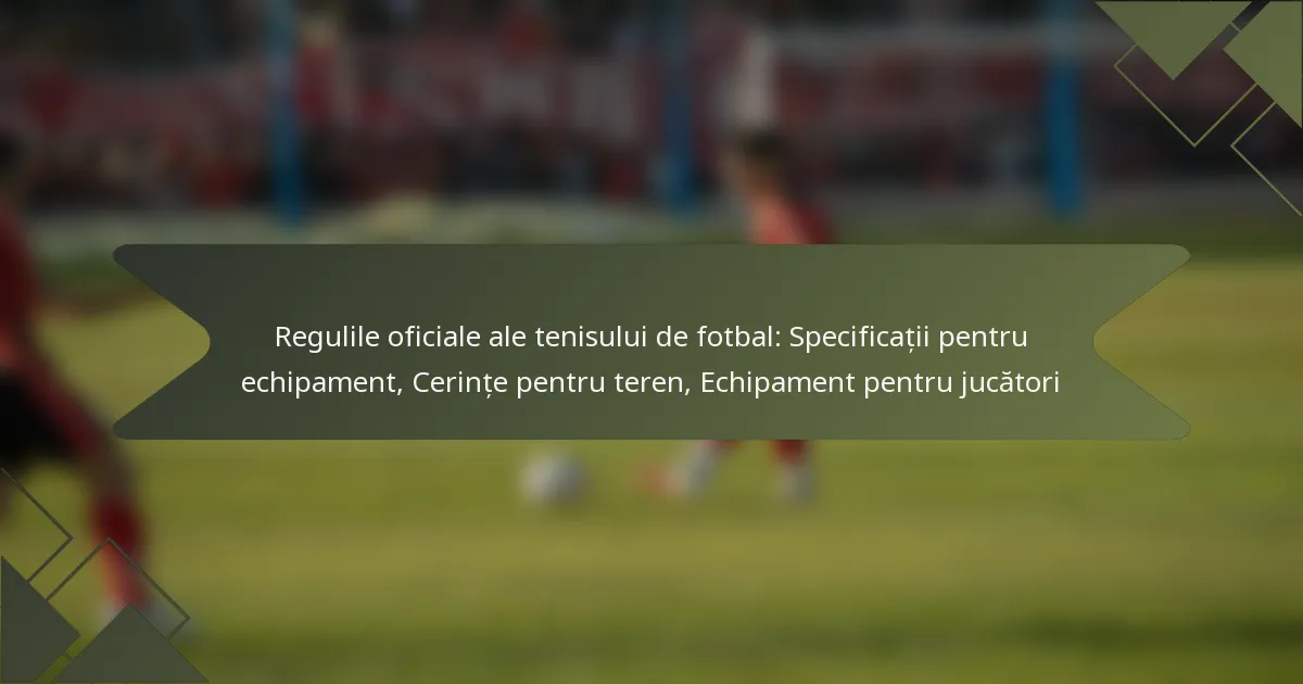 Regulile oficiale ale tenisului de fotbal: Specificații pentru echipament, Cerințe pentru teren, Echipament pentru jucători